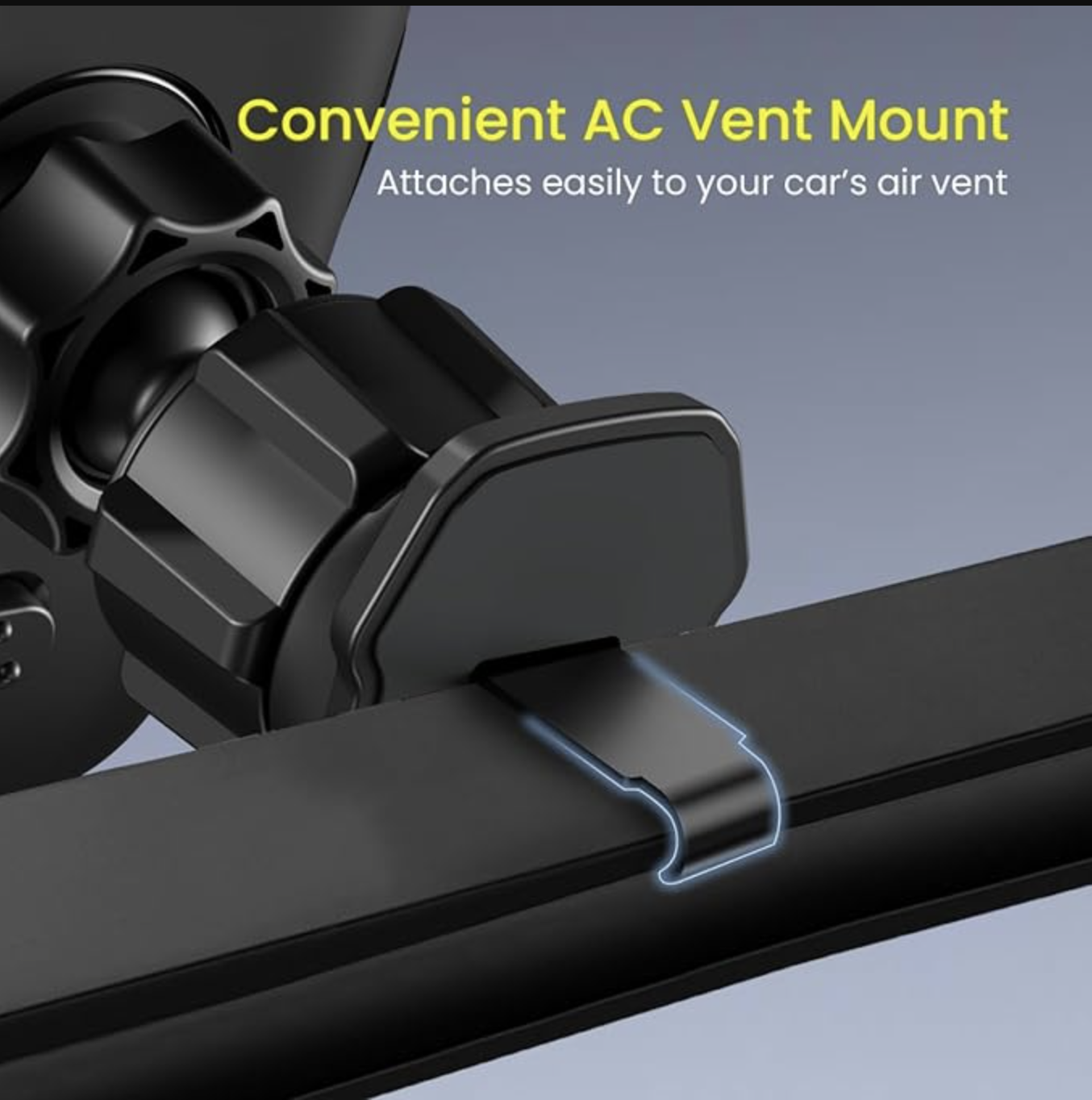 Portronics Clamp Z Car Phone Holder Stand with 360 Degree Rotation, AC Vent Mount, Strong Grip, Single Hand Use, Shockproof Build, Mobile Stand for Car