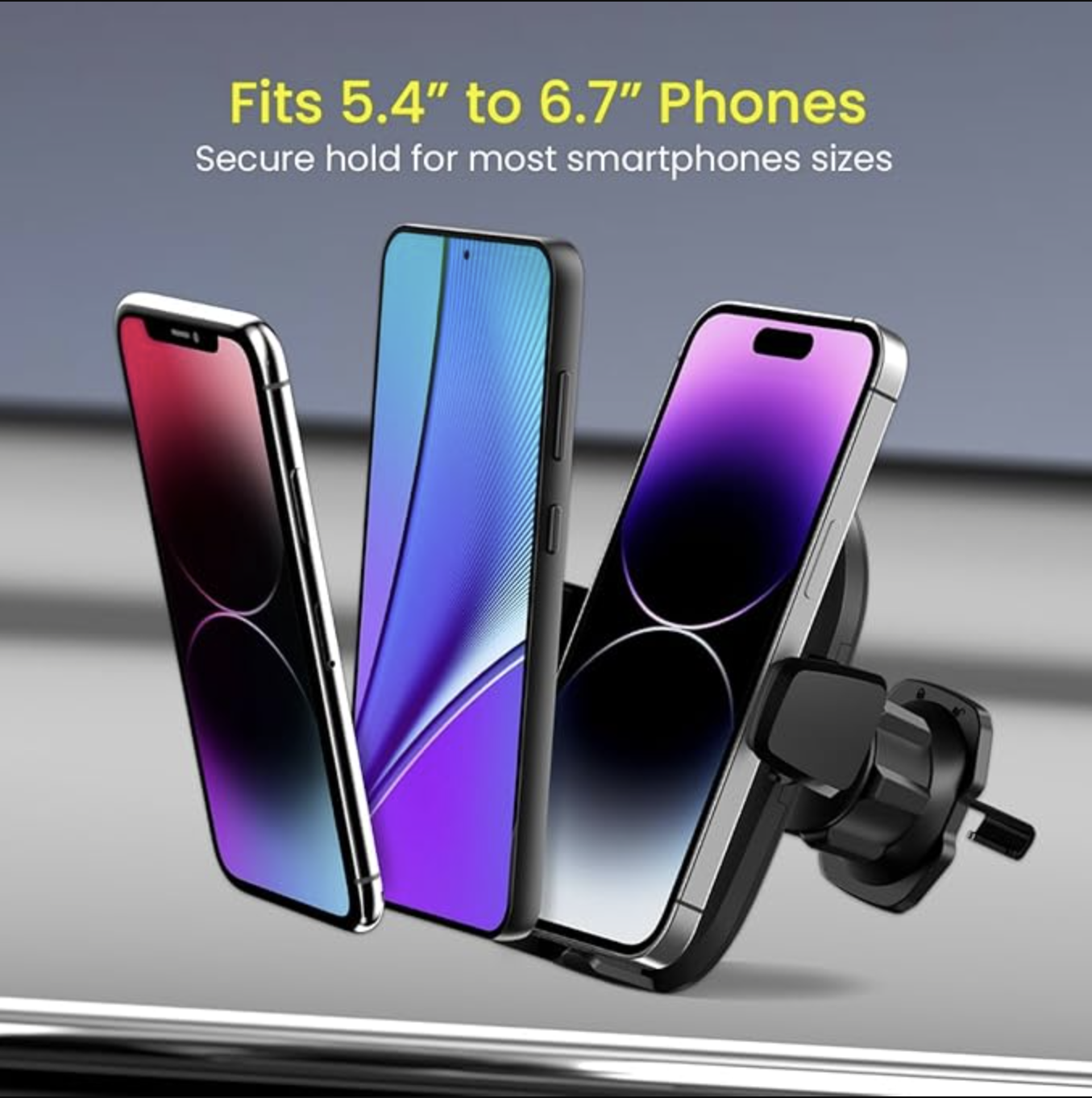Portronics Clamp Z Car Phone Holder Stand with 360 Degree Rotation, AC Vent Mount, Strong Grip, Single Hand Use, Shockproof Build, Mobile Stand for Car