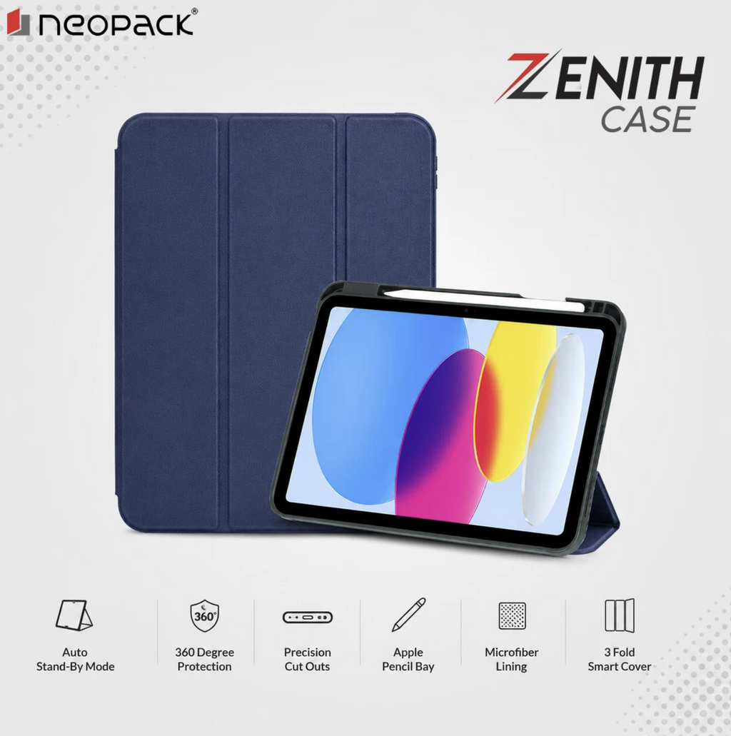 Zenith 3 Fold Smart Cover with Pencil Holder for Apple iPad Air 13, Fits: M2 / M3 / M4 Models (Blue)