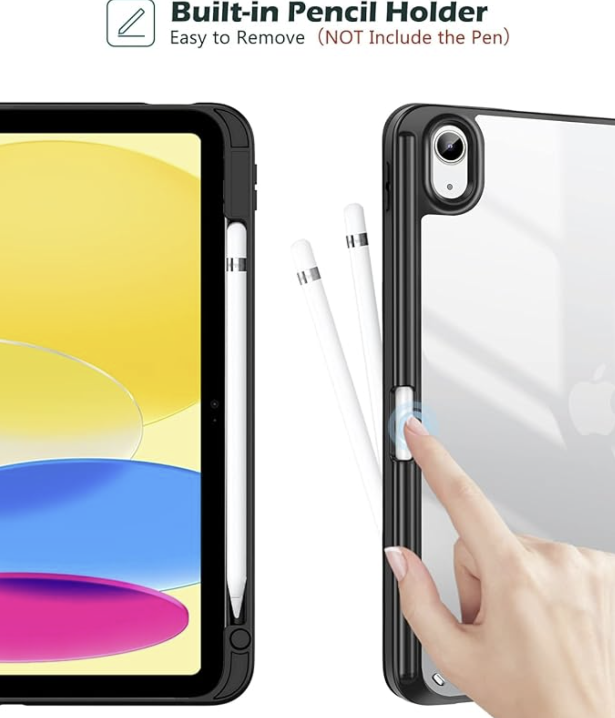Case for iPad (A16) 11th Generation 11 Inch 2025 10th Generation Case 2022, iPad 10.9 Inch Cover with Clear Transparent Back and TPU Shockproof Frame Cover -Black