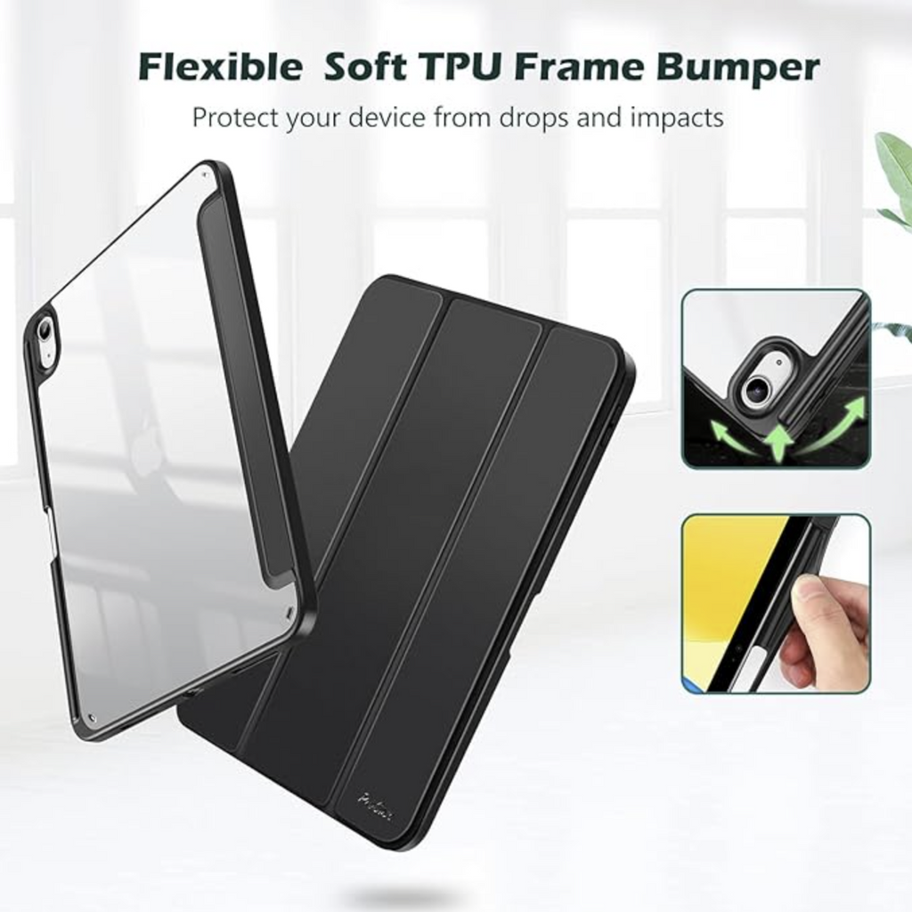 Case for iPad (A16) 11th Generation 11 Inch 2025 10th Generation Case 2022, iPad 10.9 Inch Cover with Clear Transparent Back and TPU Shockproof Frame Cover -Black
