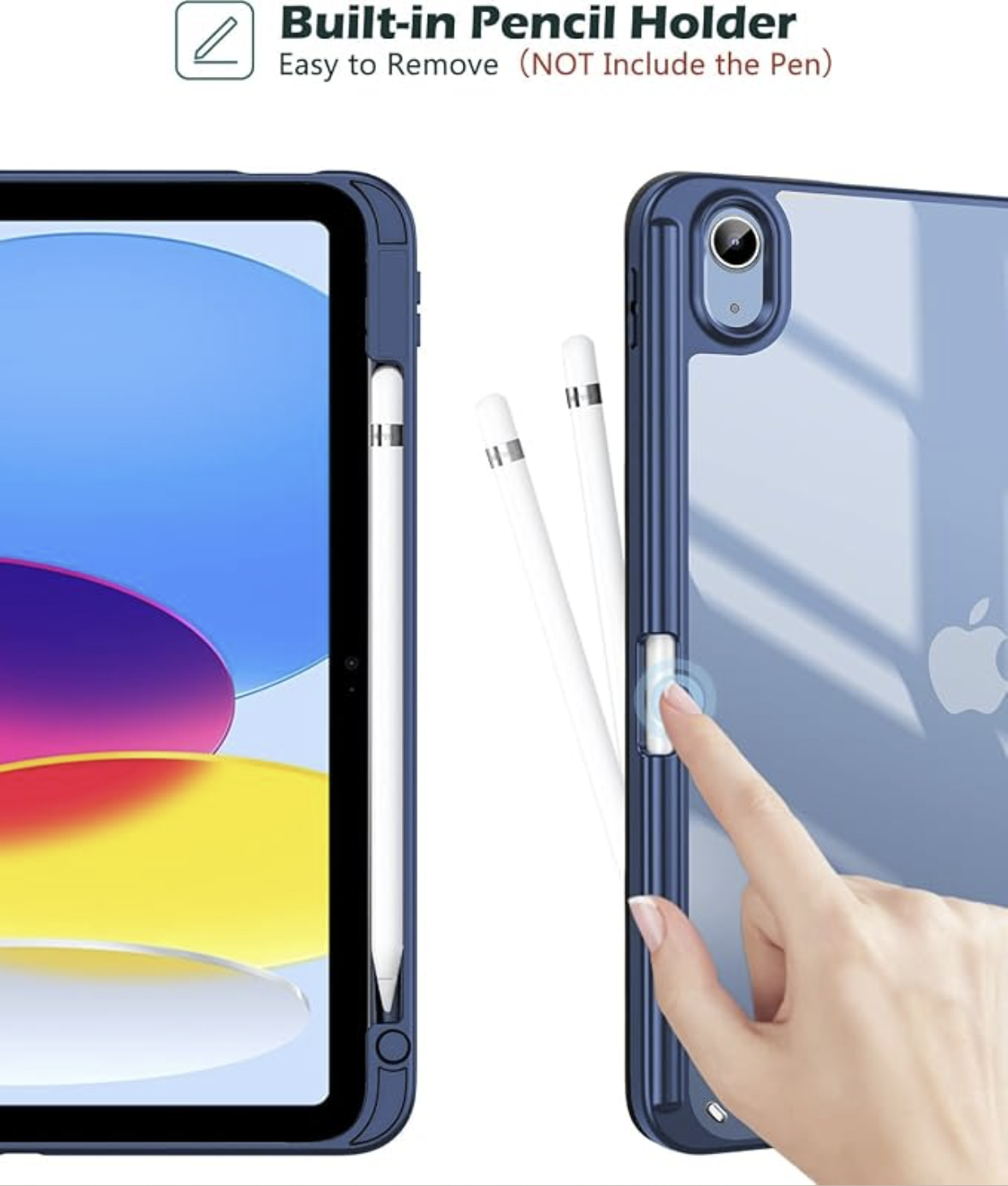 Case for iPad (A16) 11th Generation 11 Inch 2025 10th Generation Case 2022, iPad 10.9 Inch Cover with Clear Transparent Back and TPU Shockproof Frame Cover - Navy
