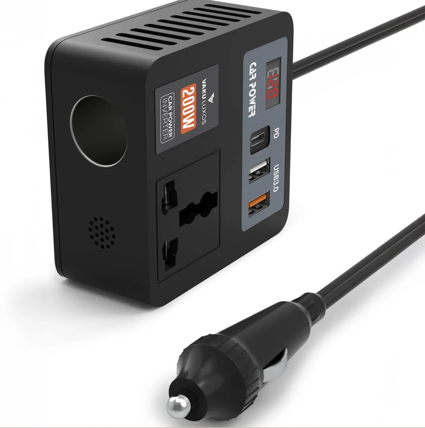 DR VAKU ® 5in1 VoltDrive Neo 200W Fast Charging Car Power Inverter 12V DC to 220V AC Socket Converter