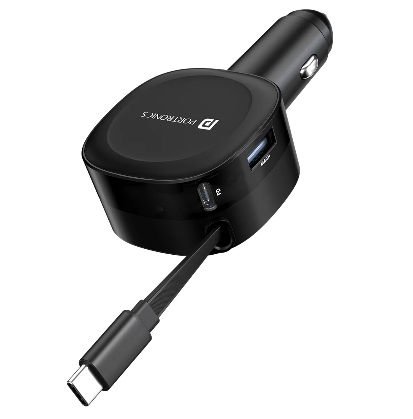 Car Power Flexo 60W Total Output | 18W USB Type-A | 30W Type-C | 30W Retractable Type-C Cable