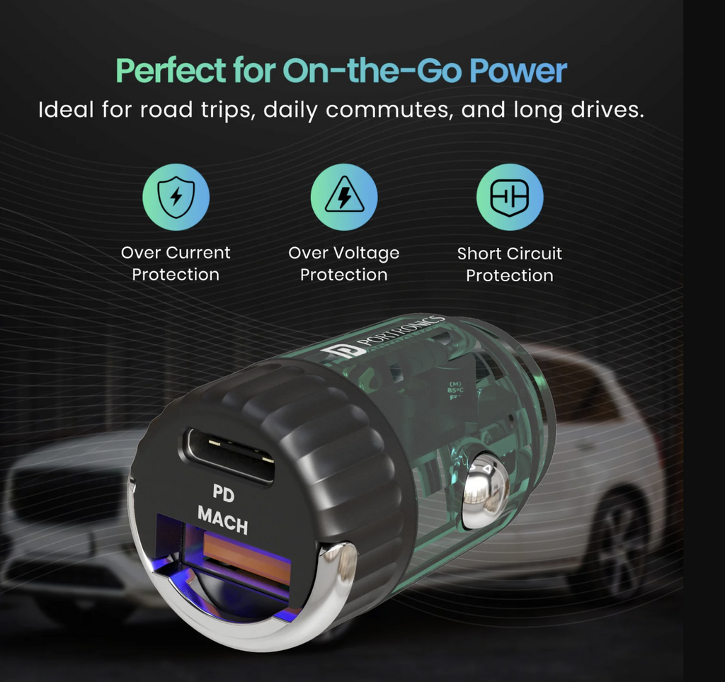 Car Power View 36W Type-C PD | 18W USB | Metal Pull Handle | Transparent Casing