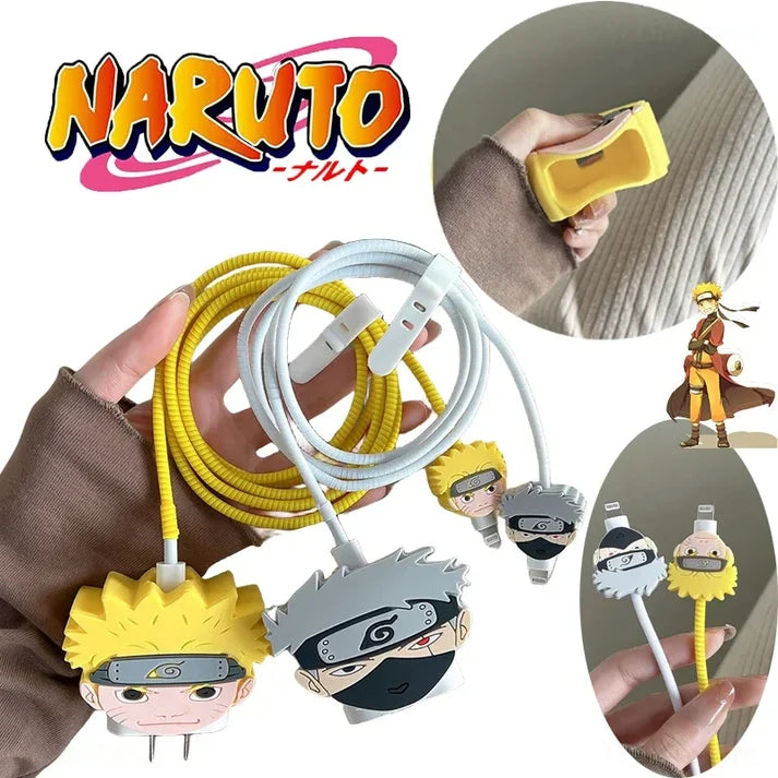 Iphone Charger Case Cover - Naruto & Kakashi - 4 Piece Set (With Wire Protector)