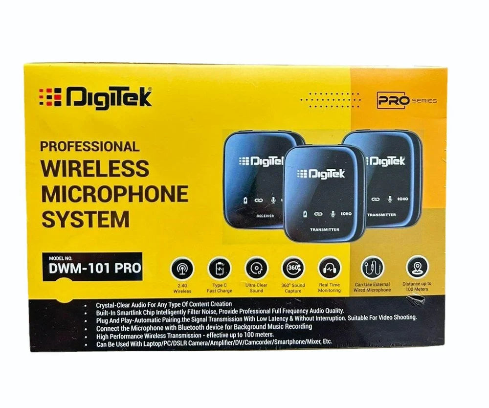 Black Modern Digitek DWM 101 Pro Wireless Microphone System