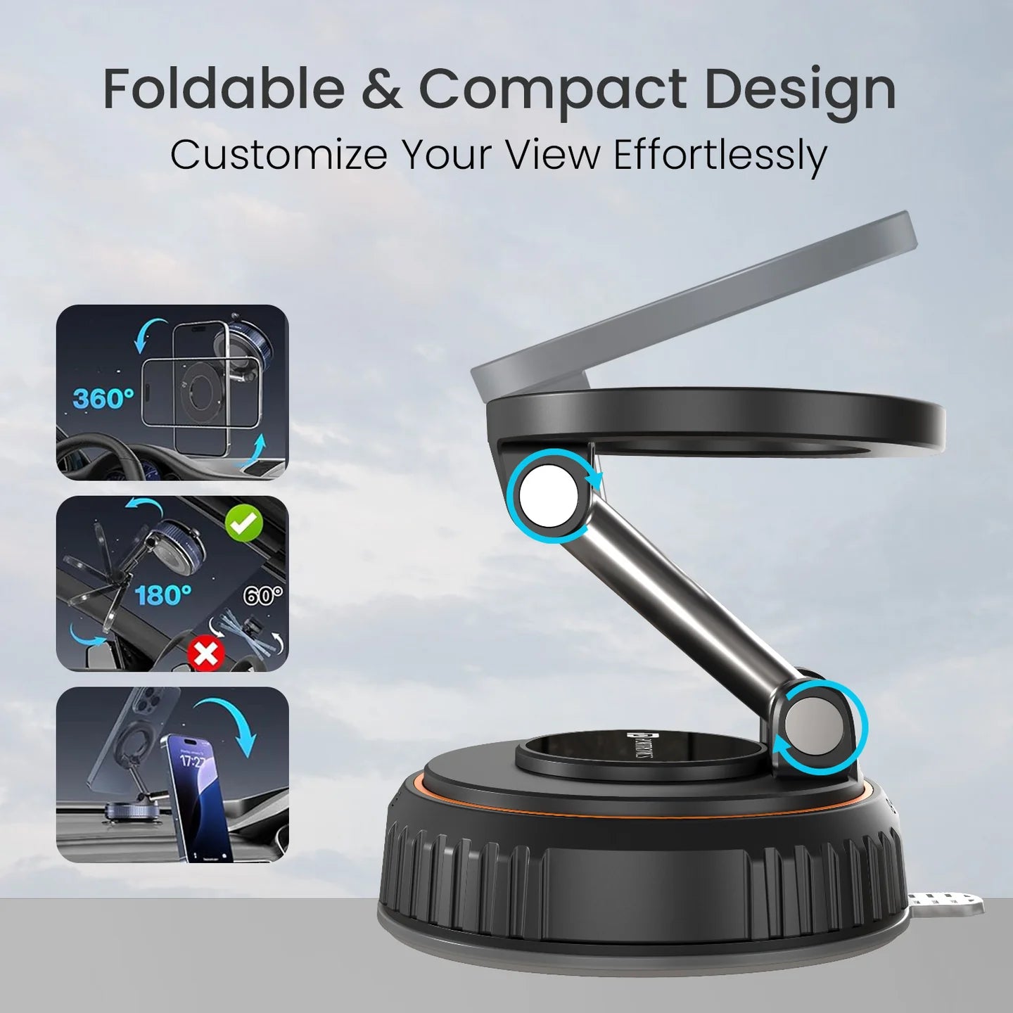 Hold Y 360° car mobile holder  Adjustable Viewing Angles| Foldable Design | Powerful Magnet| Universal Compatibility